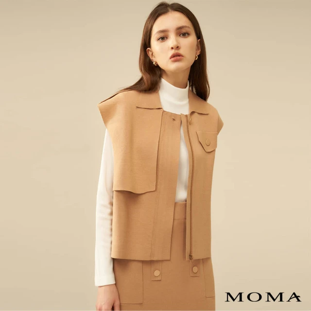 MOMA【MOMA】肩章造型針織背心(卡其色)