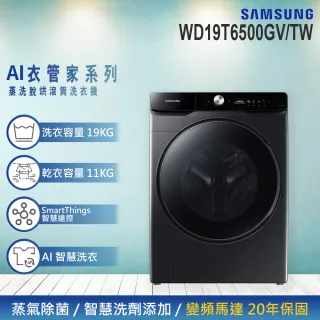 【SAMSUNG 三星】19KG 蒸洗脫烘變頻滾筒洗衣機(WD19T6500GV/TW)