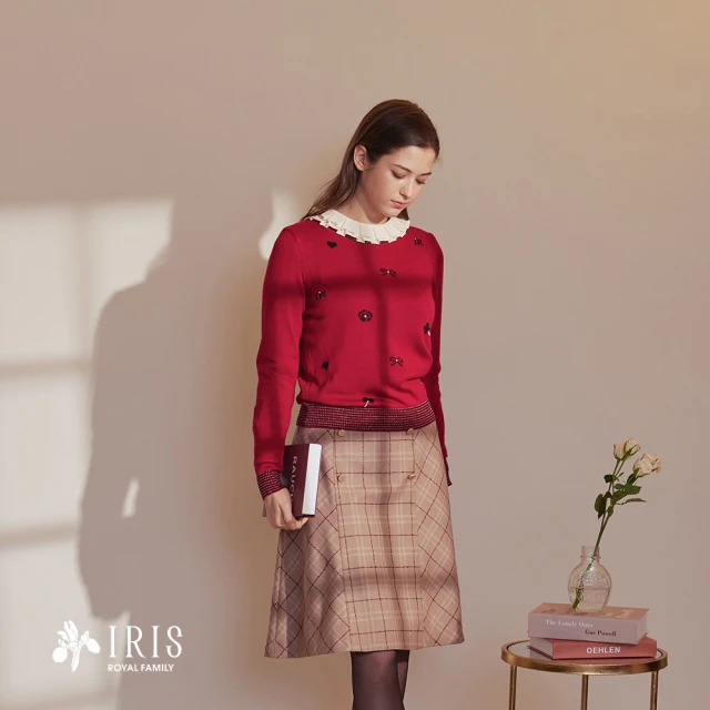 【IRIS 艾莉詩】大地色彩格拼接短裙-2色(16228)
