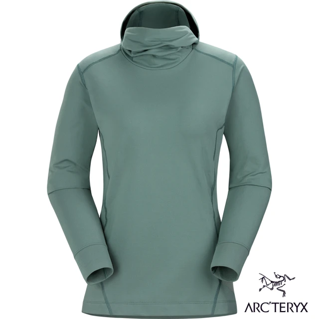 【Arcteryx 始祖鳥】女 Rho LT 刷毛 兜帽 套頭衫(繆斯綠)