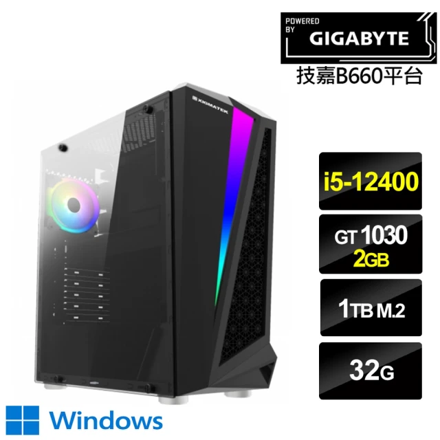 【技嘉平台】i5六核{極光牧師W}GT1030獨顯Win10電玩機(i5-12400/32G/1TB_SSD)