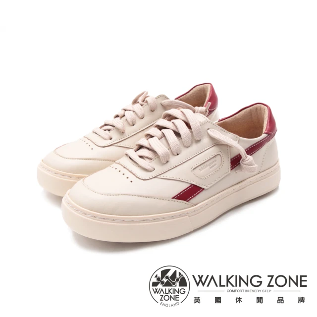 【WALKING ZONE】女 撞色內增高車縫運動休閒鞋 女鞋(紅)