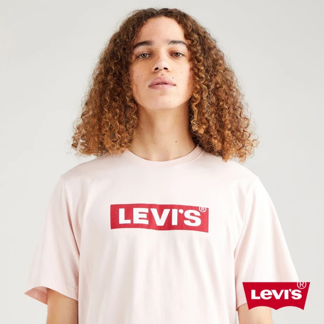 LEVIS【LEVIS】男款 短袖T恤 / 經典Box Logo / 寬鬆休閒版型 / 鮭魚粉-熱賣單品