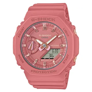 【CASIO 卡西歐】G-SHOCK 雙顯女錶 樹脂錶帶 珊瑚粉 防水200米 GMA-S2100(GMA-S2100-4A2)