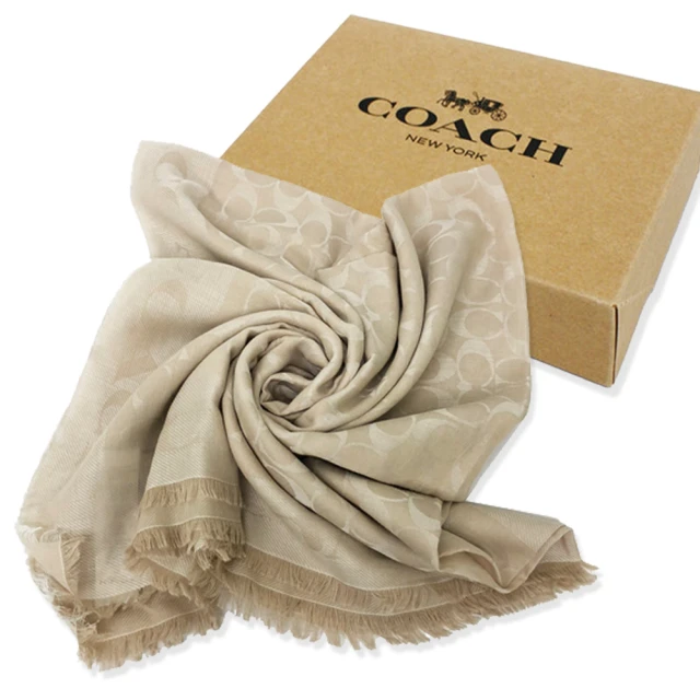 COACH【COACH】C LOGO棉混莫代爾方巾圍巾禮盒(膚)