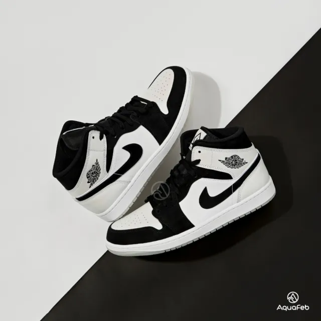 【NIKE 耐吉】Air Jordan 1 Mid Diamond Shorts 男鞋 黑白色 AJ1 高筒 運動 籃球 休閒鞋 DH6933-100