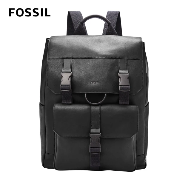 【FOSSIL】Weston 真皮後背包-黑色 SBG1283001(可入15吋筆電)