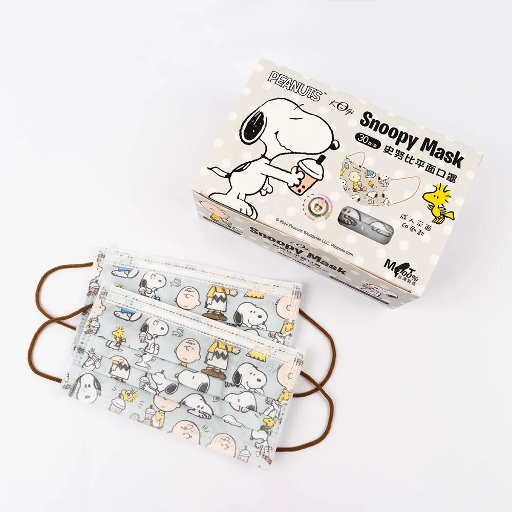 【SNOOPY 史努比】史努比調製珍奶成人平面醫療口罩(30入/盒)