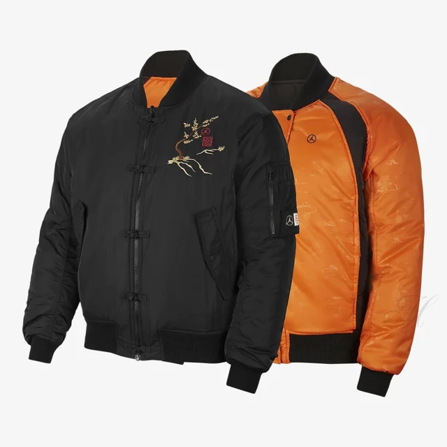 【NIKE 耐吉】外套 男款 運動外套 雙面穿 夾克 喬丹 AS M J CNY MA-1 JKT 黑橘 DO4085-010