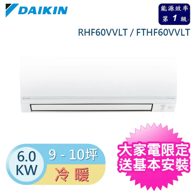 Daikin 大金 9 10坪r32 一級變頻變頻經典v系列分離式冷暖冷氣 Rhf60vvlt Fthf60vvlt Momo購物網