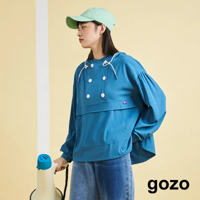 【gozo】大口袋排釦連帽上衣(兩色)