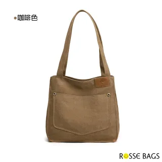 【Rosse Bags】簡約百搭帆布大容量托特包(現+預 卡其色 / 灰色 / 咖啡色 / 黑色)
