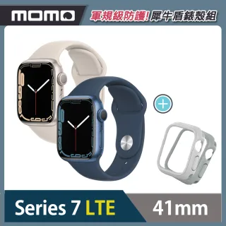 【Apple 蘋果】Apple Watch S7 LTE 41mm★犀牛盾防摔錶殼組(鋁金屬錶殼搭配運動型錶帶)