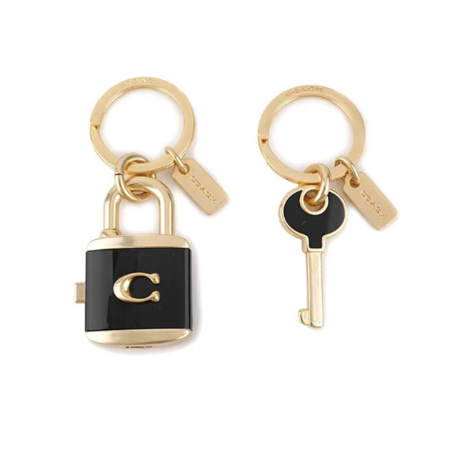 COACH【COACH】黑X金C LOGO鎖頭鑰匙圈(C1679 IMBLK)