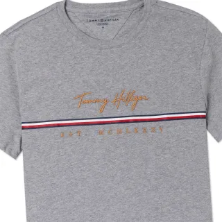 【Tommy Hilfiger】TOMMY 爆款刺繡大Logo圖案短袖T恤-灰色(平輸品)