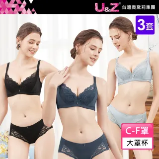 【台灣奧黛莉集團 U&Z】傾慕宣言 美背款C-F罩內衣(搶手3套組)