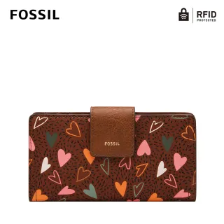 【FOSSIL】Logan 扣式RFID防盜中長夾-心型圖騰 SL6579388