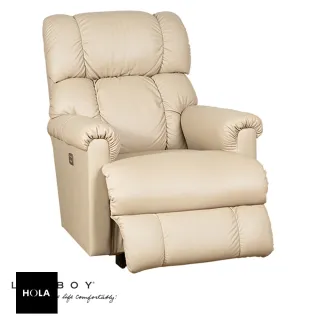 【HOLA】La-Z-Boy 單人半牛皮沙發/電動靠牆式休閒椅16P512-淺褐色(皮沙發-淺褐色)