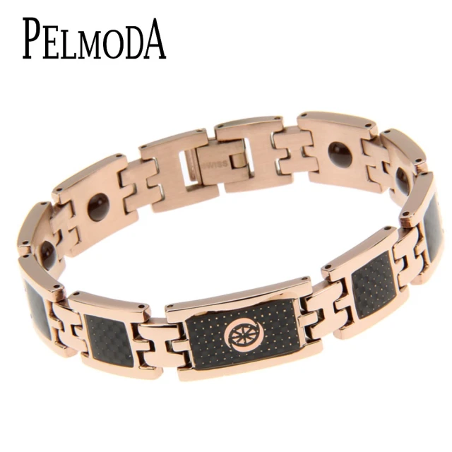 【Pelmoda】碳纖維晶片鍺鏈-男款(玫瑰金/不鏽鋼)