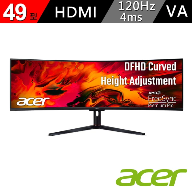 【Acer 宏碁】49型 VA遊戲電競螢幕 支援HDMI介面/FreeSync(EI491CUR S)