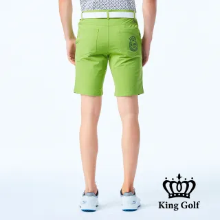 【KING GOLF】網路獨賣款-LOGO燙標立體剪裁彈性高爾夫球短褲(綠色)