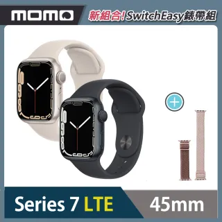 【Apple 蘋果】Apple Watch S7 LTE 45mm ★SwitchEasy彈力錶帶組(鋁金屬錶殼搭配運動型錶帶)