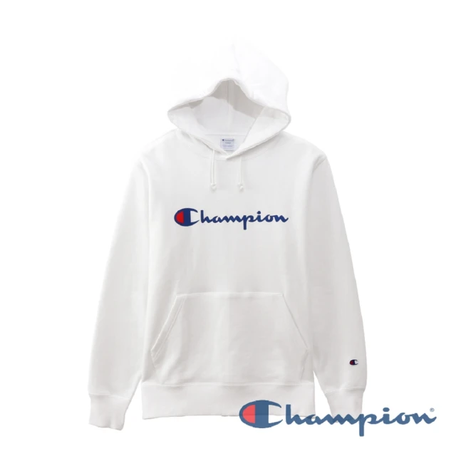 【Champion】BASIC草寫Logo連帽Tee-白色