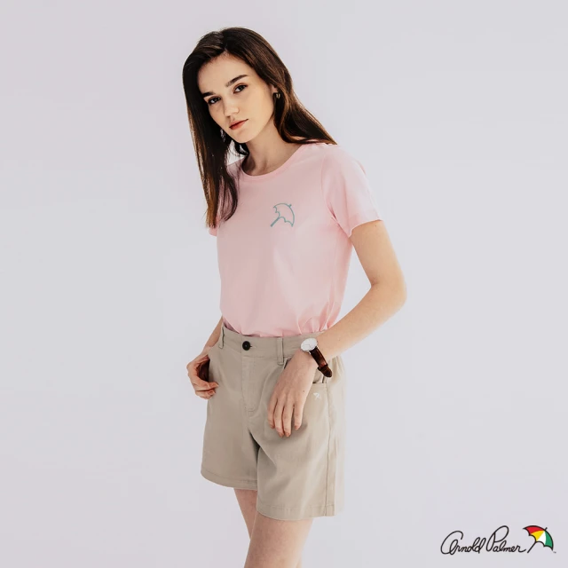 【Arnold Palmer 雨傘】女裝-單色傘基本款T恤(粉色)