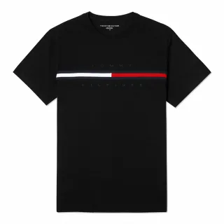 【Tommy Hilfiger】TOMMY 爆款刺繡文字Logo圖案短袖T恤-黑色(平輸品)