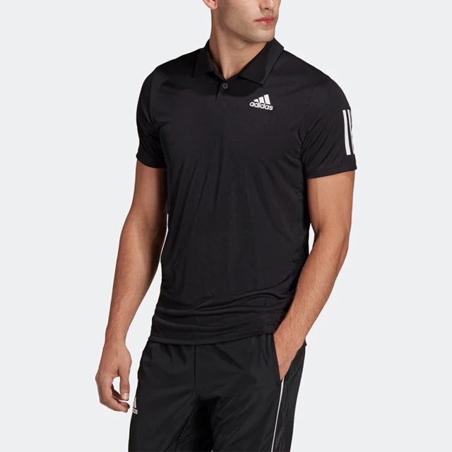 【adidas 愛迪達】上衣 男款 運動 POLO衫 網球 短袖上衣 亞規 黑 HB6224