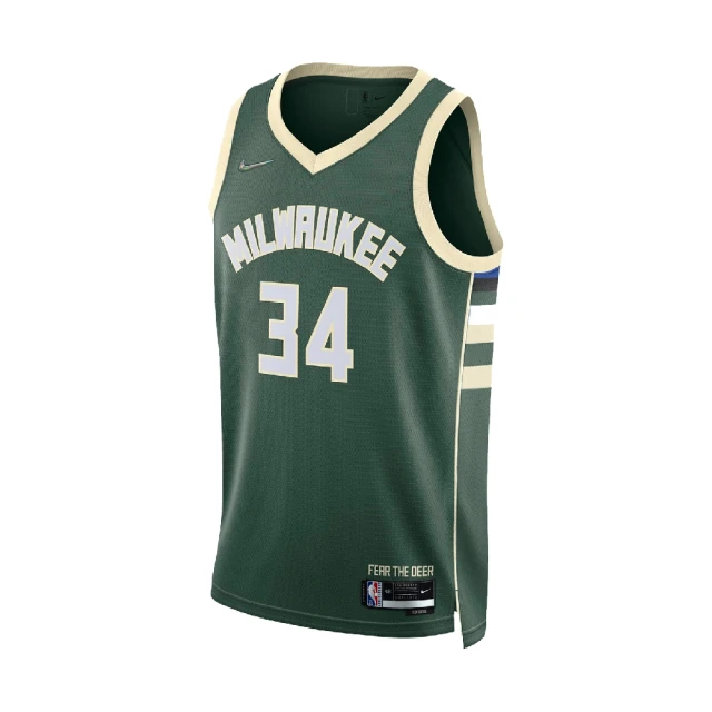 NIKE 耐吉【NIKE 耐吉】籃球衣 Bucks 男款 綠 Dri-FIT NBA 公鹿 字母哥 客場 吸濕 排汗(DB3579-323)
