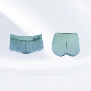 【Swear 思薇爾】珍珠花頌系列M-XL蕾絲中低腰平口女內褲(水氧綠)
