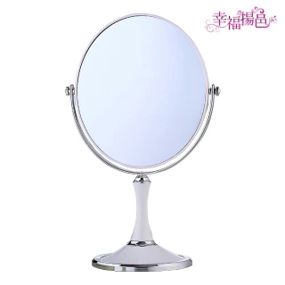 【幸福揚邑】8吋超大歐式時尚梳妝美容化妝放大雙面桌鏡(橢圓鏡-純白)