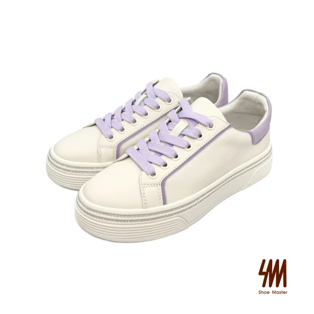 【SM】簡約輕量真皮平底休閒鞋(紫色)