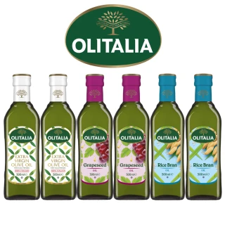 【Olitalia奧利塔】特級初榨橄欖油+葡萄籽油+玄米油(500mlx6瓶-禮盒組)