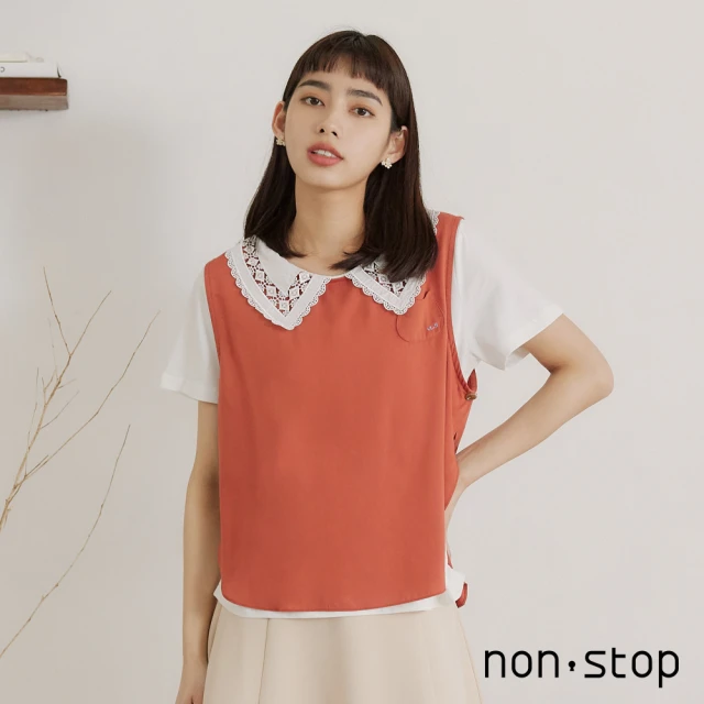 non-stop【non-stop】質感蕾絲領兩件式襯衫-1色