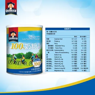 【QUAKER桂格】100%低脂奶粉1500gX1罐