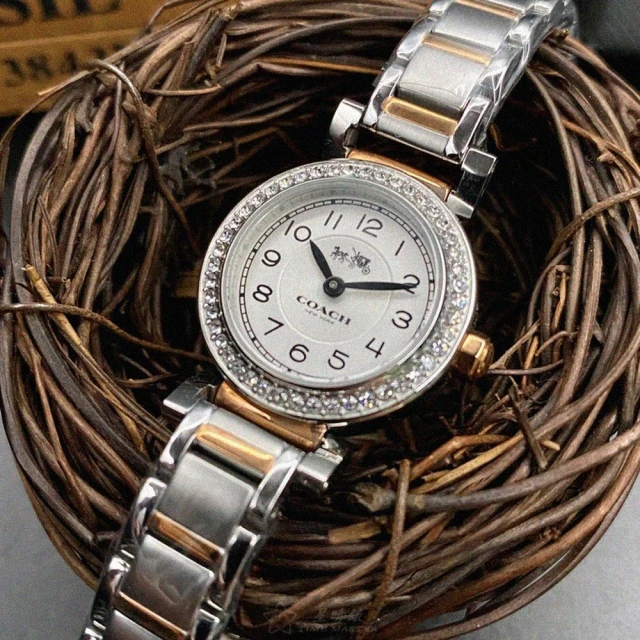 【COACH】COACH蔻馳女錶型號CH00098(白色錶面銀錶殼金銀相間精鋼錶帶款)