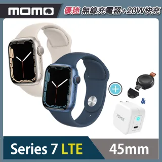 【Apple 蘋果】Apple Watch S7 LTE 45mm★優迷充電全配組(鋁金屬錶殼搭配運動型錶帶)