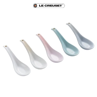 【Le Creuset】瓷器悠然恬靜系列中式湯匙組5入(蛋白霜/貝殼粉/海洋之花/迷霧灰)