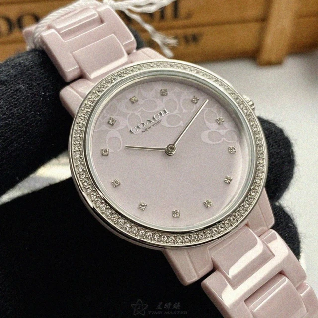 COACH【COACH】COACH蔻馳女錶型號CH00107(粉紅錶面粉紅錶殼粉紅陶瓷錶帶款)