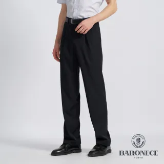【BARONECE 百諾禮士】男裝 縲縈混紡直紋打褶西裝長褲-深灰色(1198846-97)