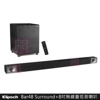 【Klipsch】Surround喇叭+無線重低音喇叭(Bar48 Surround+8吋無線重低音喇叭)