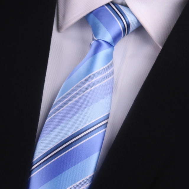 【拉福】領帶8cm田藍雙紋寬版領帶拉鏈領帶正式場合