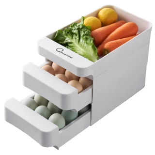 【超質感】多功能冰箱置物雙層抽屜式30格雞蛋盒(保鮮盒收納盒)