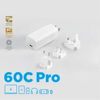 【Innergie】60C Pro 60瓦 USB-C 筆電充電器(國際版/ADP-60BW WTA)