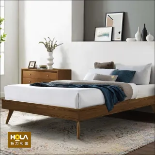 【HOLA】自然簡約雙人加大6x6.2呎 胡桃木色床板 腳架型