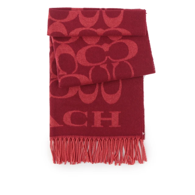 COACH【COACH】大CC LOGO羊毛圍巾(紅色)