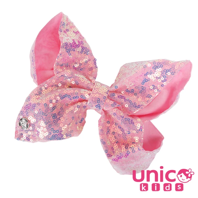 【UNICO】兒童歐美閃亮大蝴蝶結髮夾-芭比閃亮粉(配件/飾品)