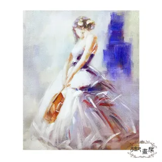 【御畫房】提琴佳人 手繪抽象油畫50x60cm無框掛畫(5060-204)